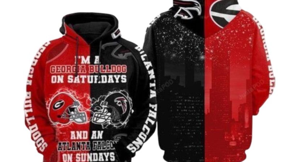 Georgia Football Hoodie 3D Bulldogs On Saturday Falcon On Sunday