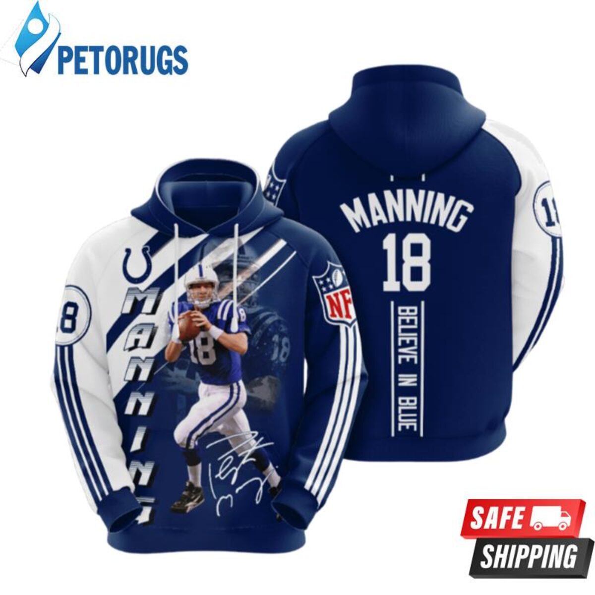 NFL Indianapolis Colts Blue 3D Hoodie Zip Hoodie For Men And Women