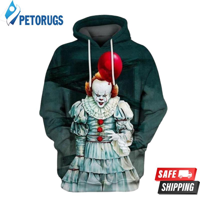It Pennywise Horror Clown With Red Balloon 3D Hoodie