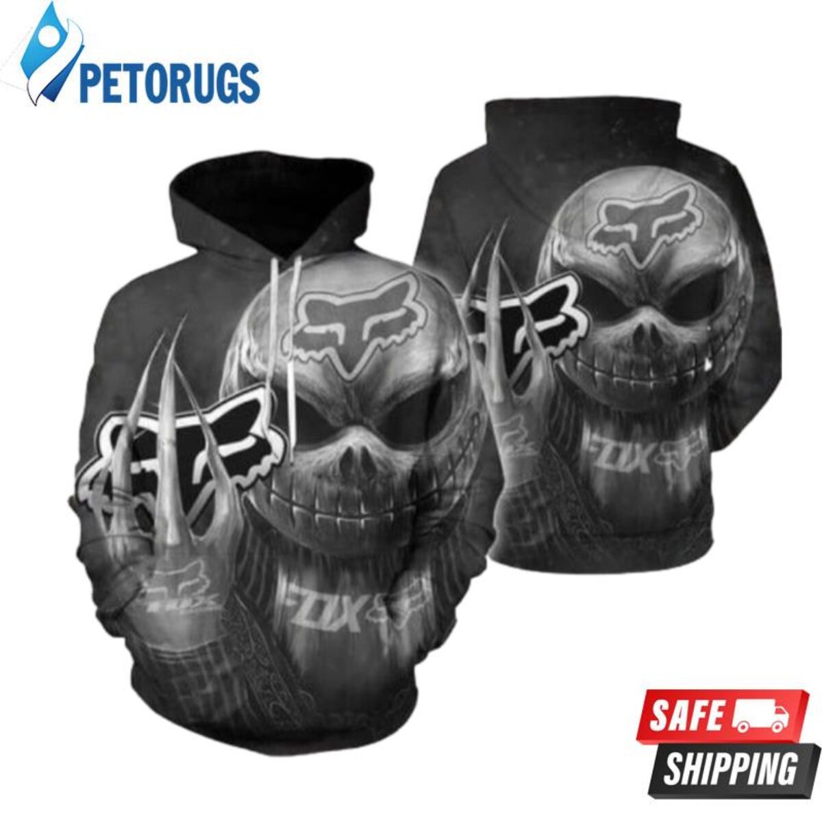 Fox racing skull store hoodie