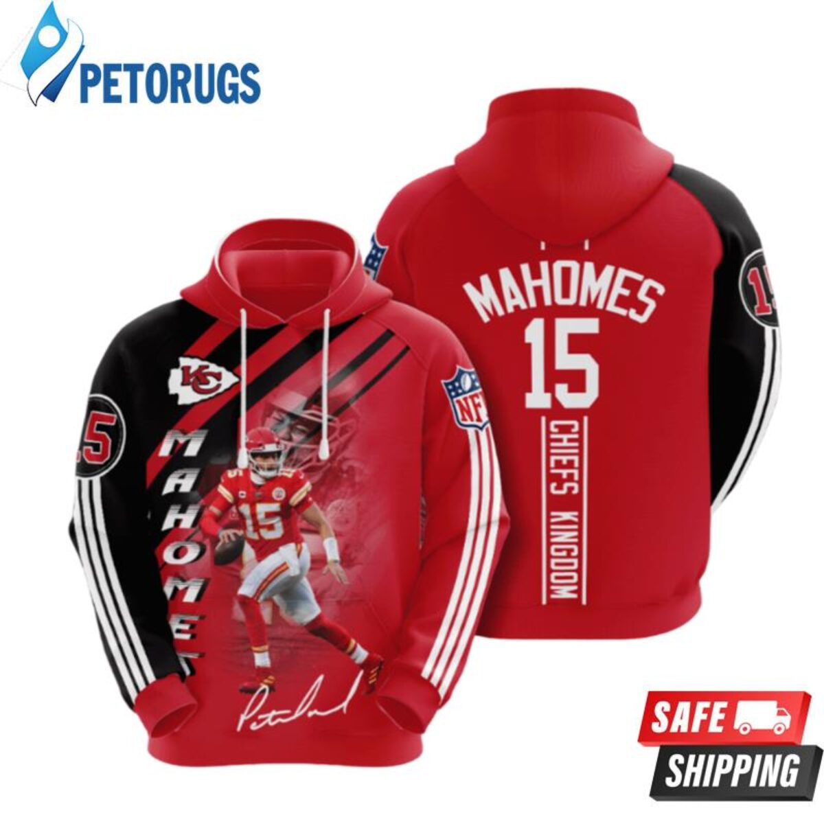 NFL Kansas City Chiefs Patrick Mahomes II Red White 3D Pullover