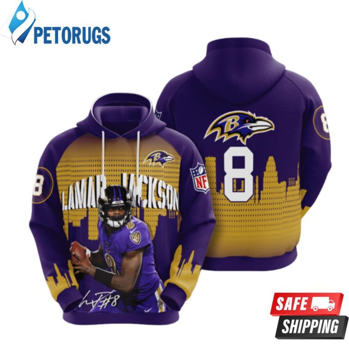 Lamar Jackson Baltimore Ravens 3d Hoodie Baseball Jacket