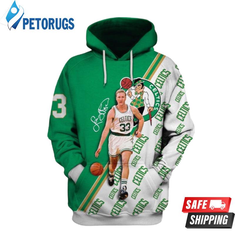 Larry Bird Celtics Team And Pered Custom Larry Bird Graphic 3D Hoodie
