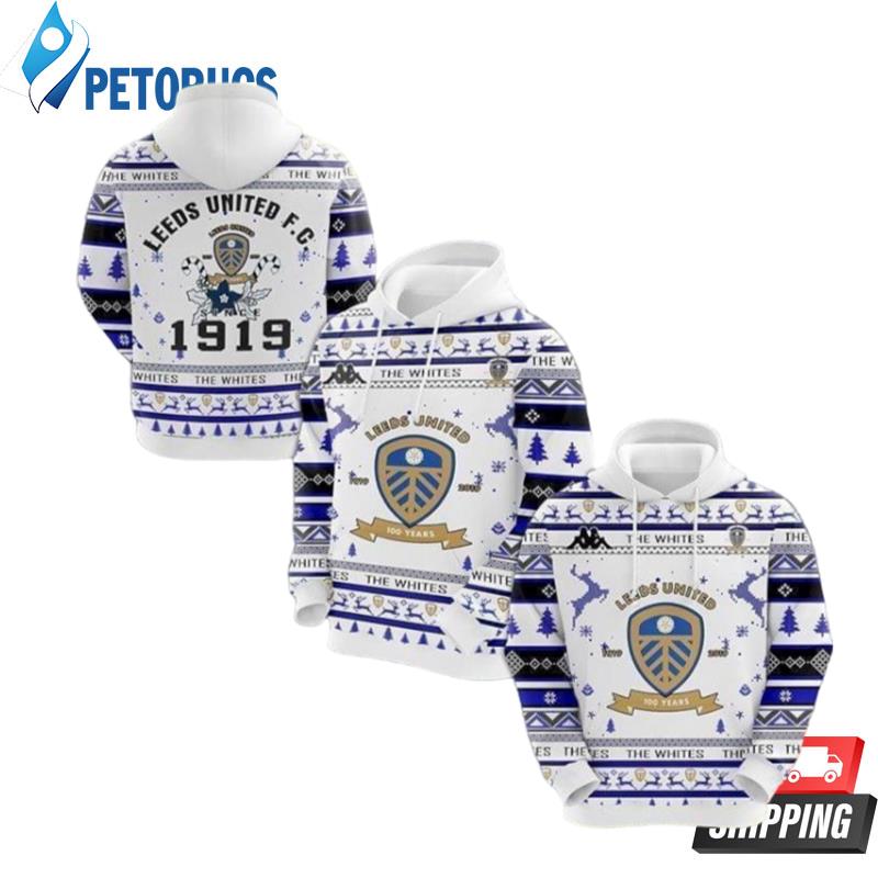 Leeds United Fc 1919 The Whites Ugly Christmas 3D Hoodie
