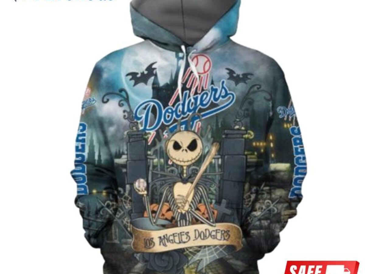 MLB Los Angeles Dodgers Skull Funny Blue Hoodie, Zip Hoodie 3D All