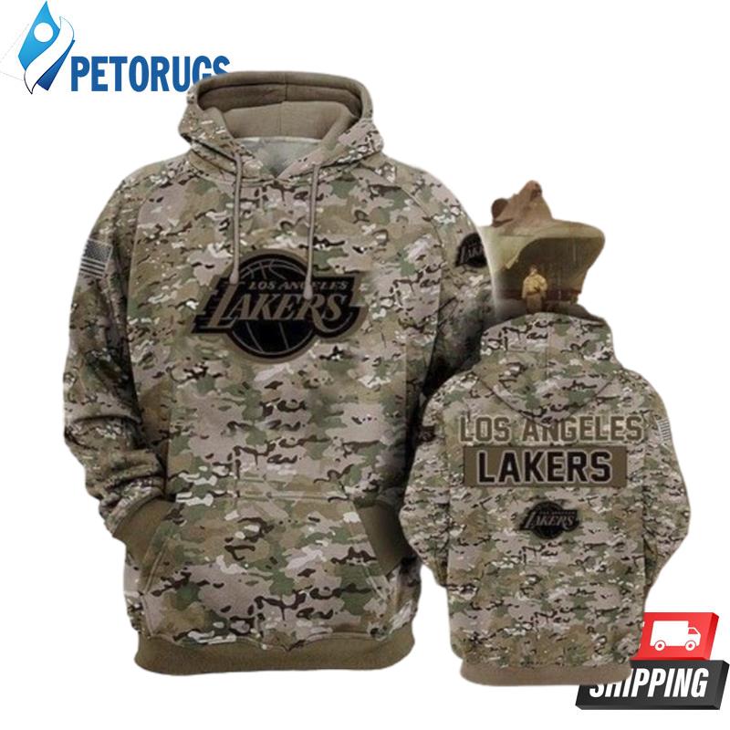 Los Angeles Lakers Camouflage Veteran 3D Hoodie