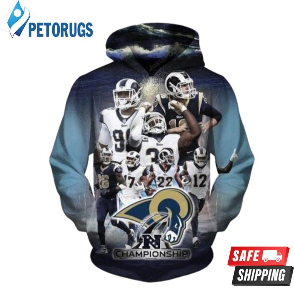 Los Angeles Rams Skull And Pered Custom Los Angeles Rams Graphic 3D Hoodie  - Peto Rugs