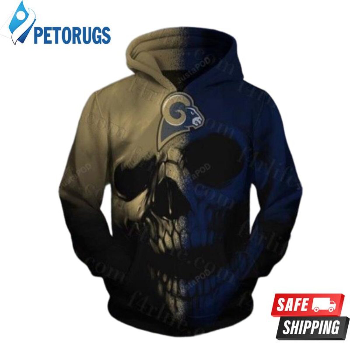 Nfl Los Angeles Rams Sugar Skull Men And Women Nfl Los Angeles Rams Nfl 3D  Hoodie - Peto Rugs