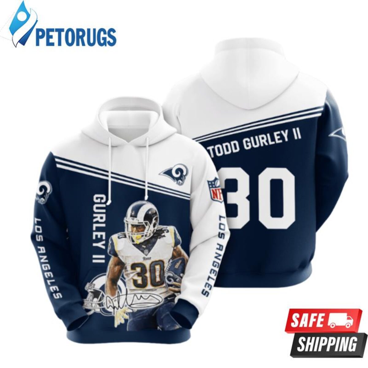 NFL Los Angeles Rams Blue 3D Hoodie Zip Hoodie For Men And Women