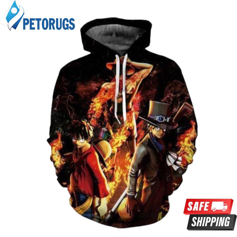 Luffy Ace Sabo One Piece 3D Hoodie