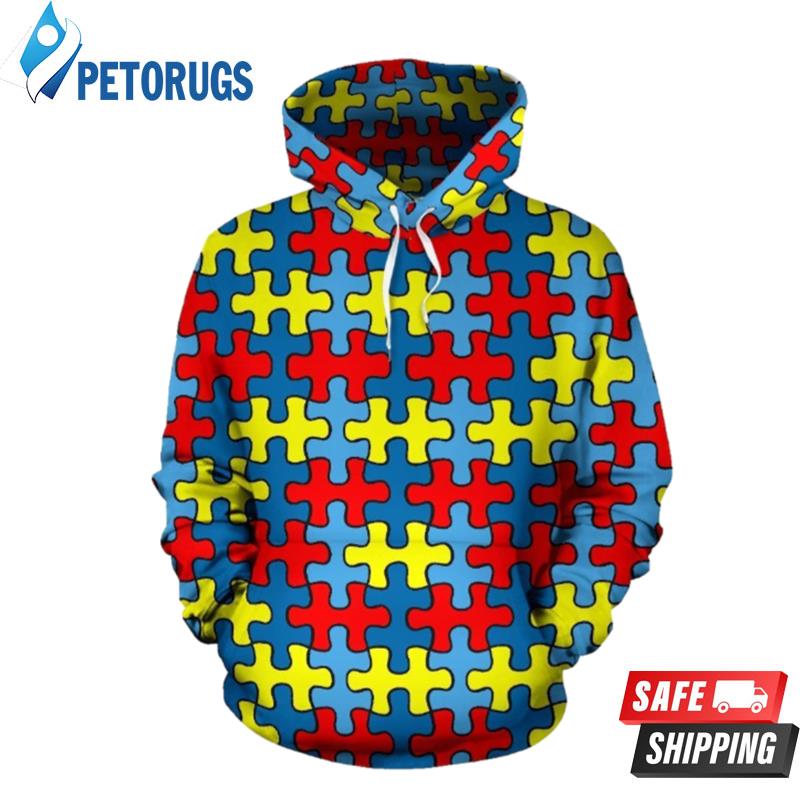 Merchandise Autism Awareness Pattern 3D Hoodie
