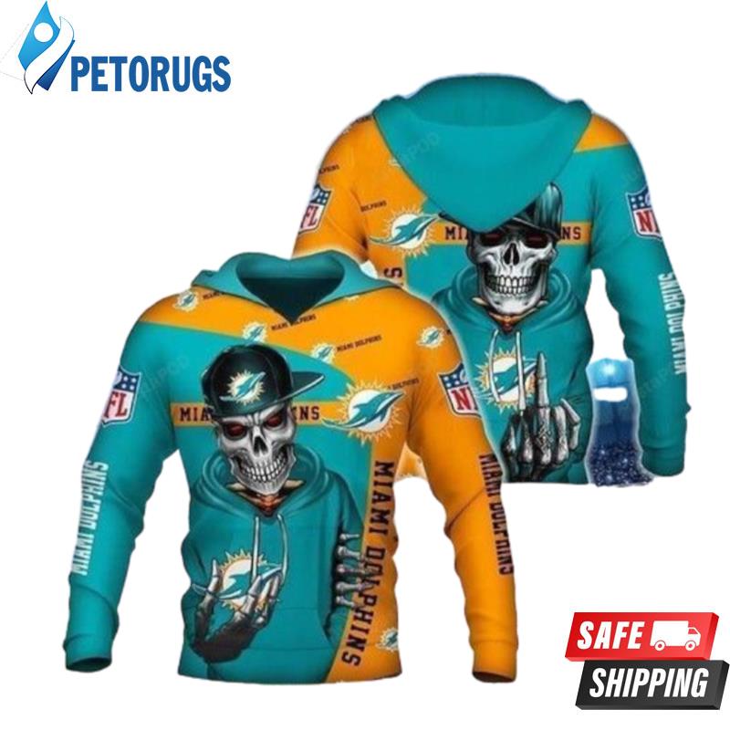 Miami Dolphins Hip Hop Skull 3D Hoodie