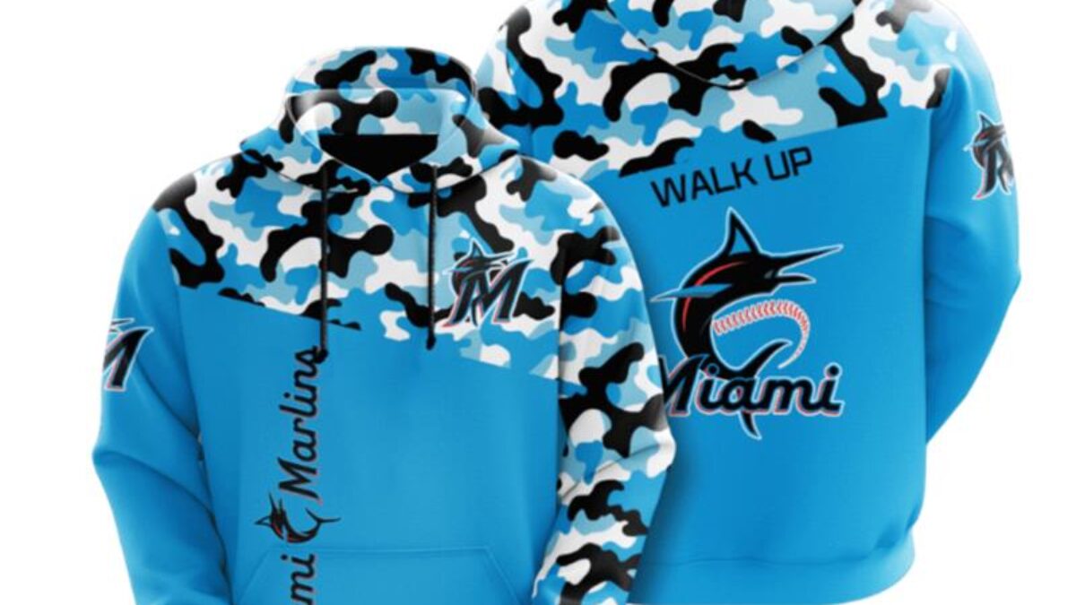 Miami Marlins Blue Black Custom Hoodie 3d - T-shirts Low Price