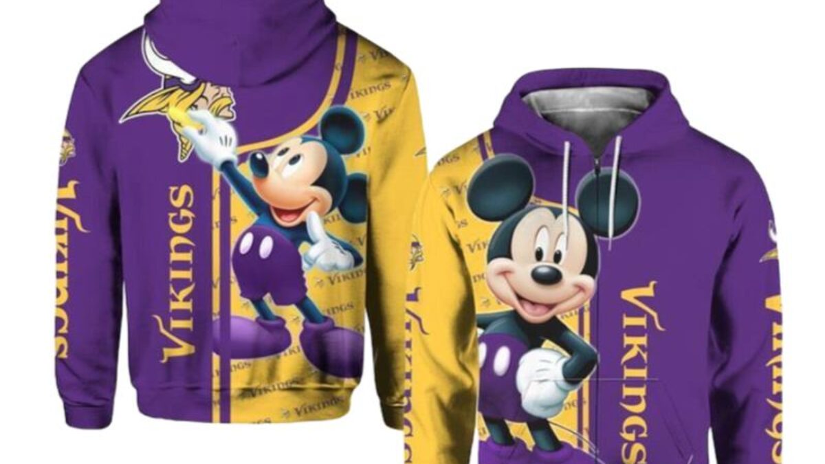 Minnesota Vikings All Over Print Yellow Purple 3D Hoodie