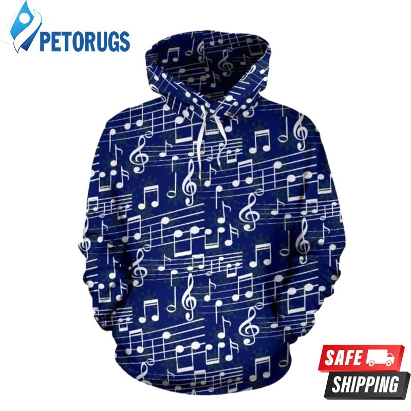 Music Note Blue Themed 3D Hoodie - Peto Rugs