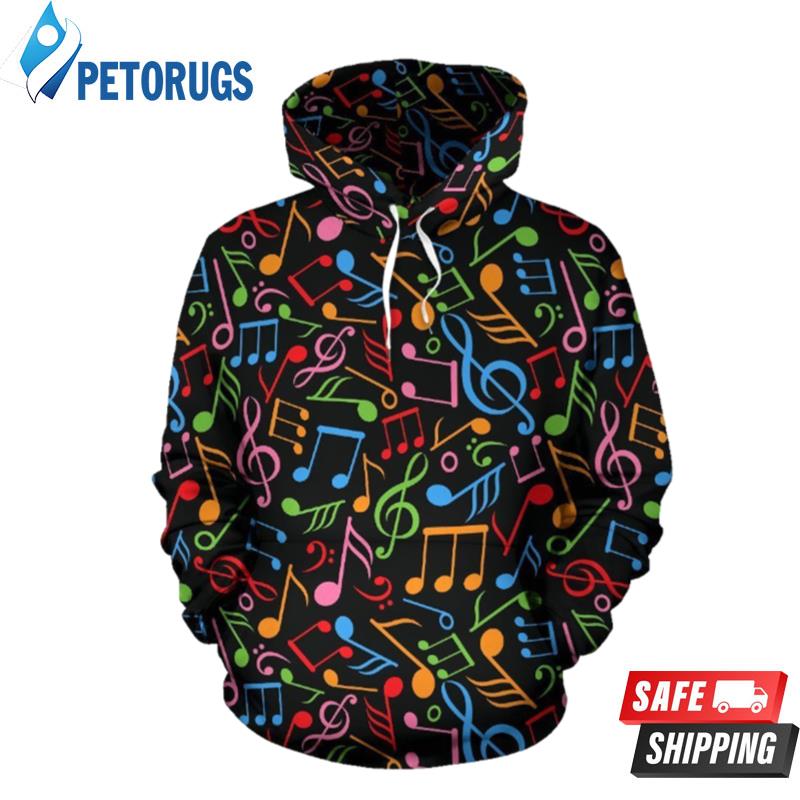 Music Note Colorful Themed 3D Hoodie