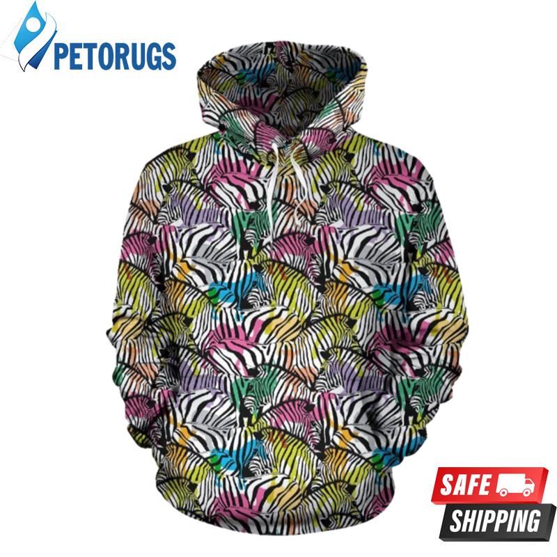 Neon Zebra Pattern 3D Hoodie