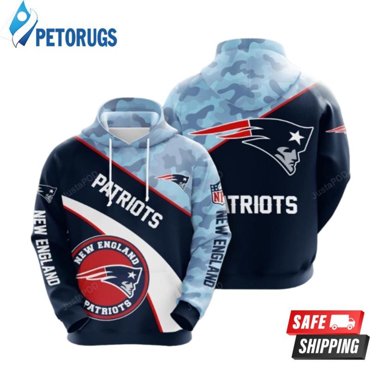 New England Patriots Nfl Football Blue White New England Patriots 3D Hoodie  - Peto Rugs