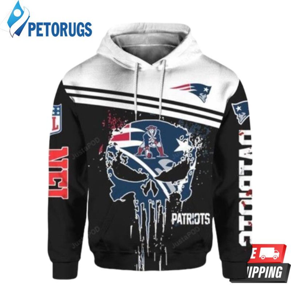 16% OFF New England Patriots Hoodies Mens Sweathsirt 3D Skull Pullover – 4  Fan Shop