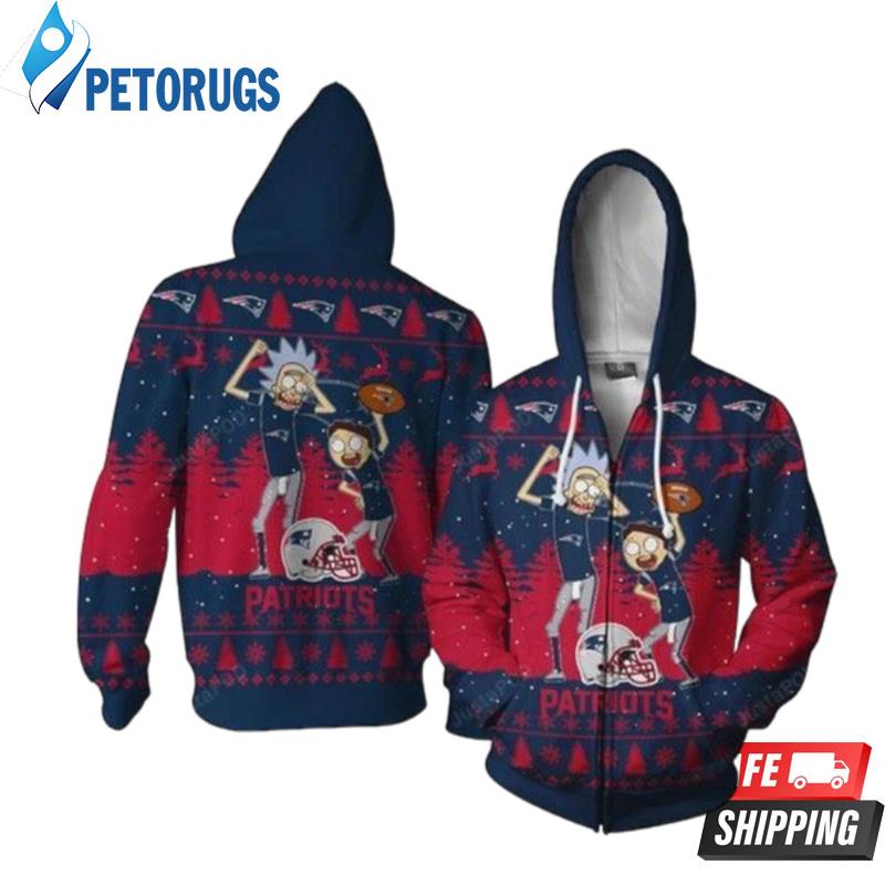 New England Patriots Rick And Morty Dance Ugly Christmas 3D Hoodie