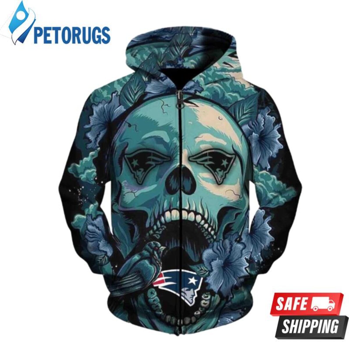 New England Patriots Nfl Skull 3D Hoodie - Peto Rugs