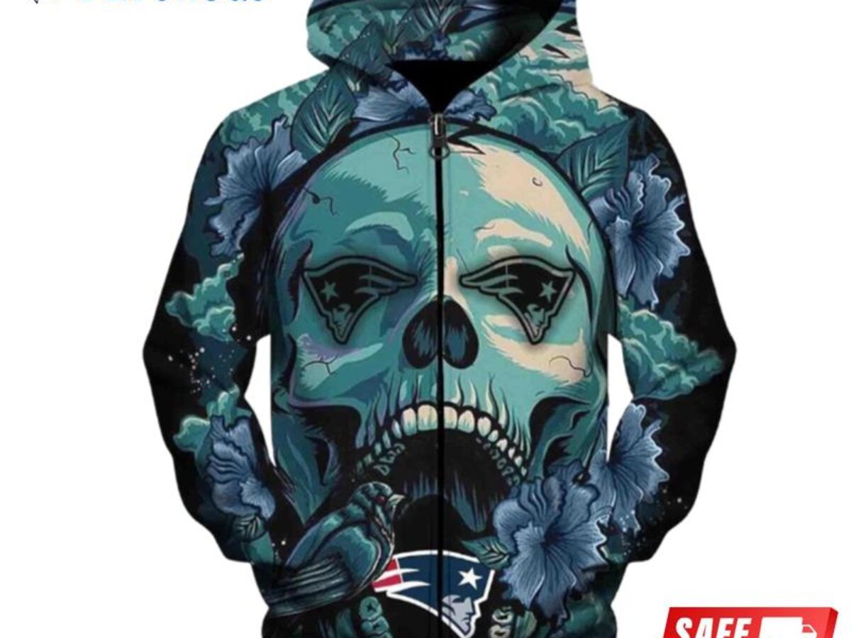 16% OFF New England Patriots Hoodies Mens Sweathsirt 3D Skull Pullover – 4  Fan Shop