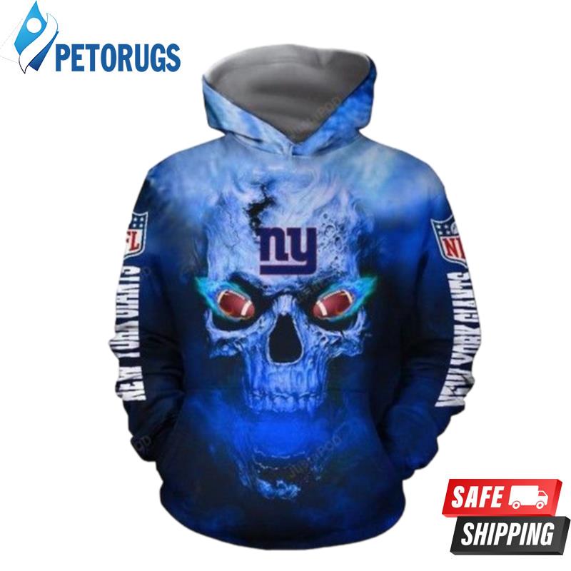 New York Giants Skull 3D Hoodie