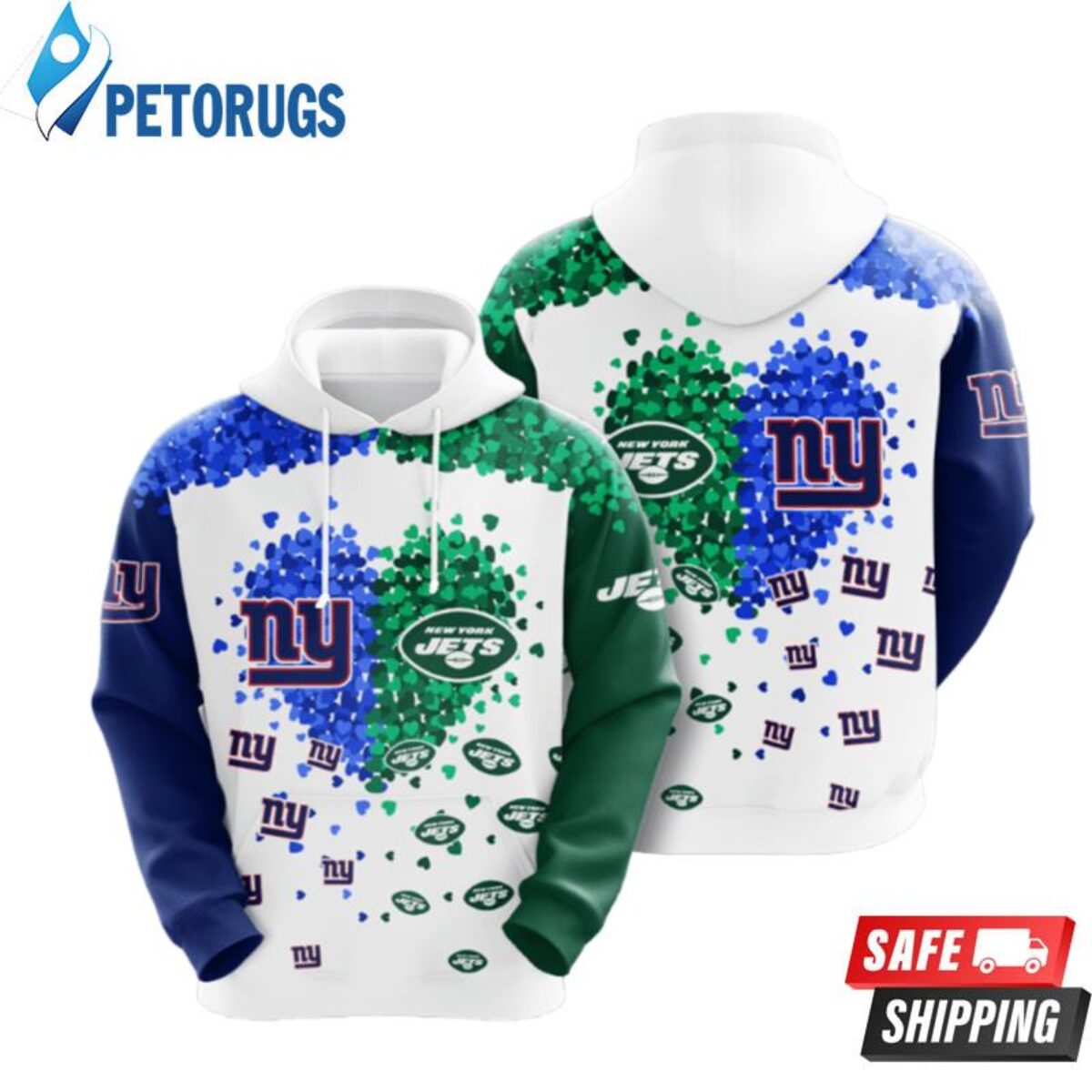 Hands High Mens New York Giants Hoodie Sweatshirt, Blue, Large