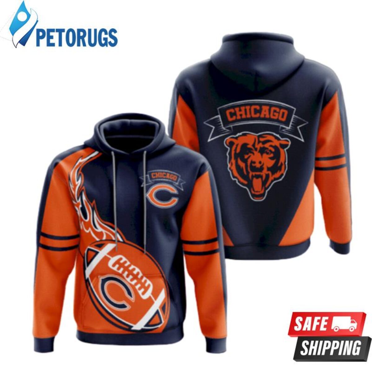 Personalized Chicago Bears Lightning Custom Name 3D Hoodie - Peto Rugs