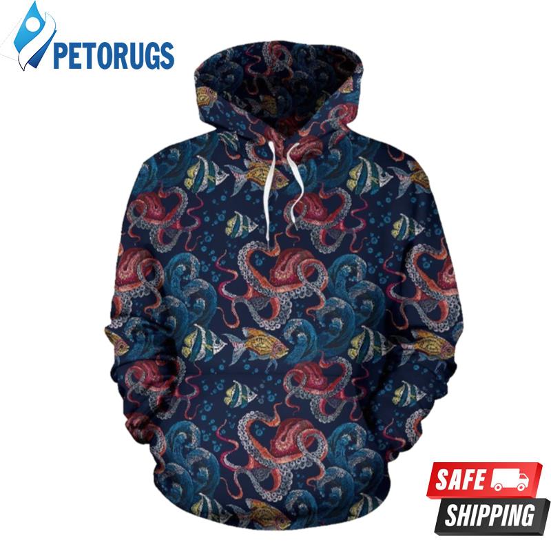 Octopus Deep Sea Themed 3D Hoodie