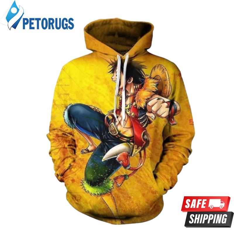 One Piece Monkey D Luffy Yellow 3D Hoodie