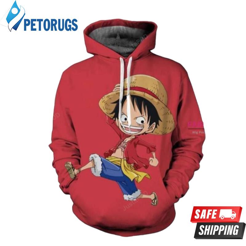 One Piece Young Monkey D Luffy Red 3D Hoodie