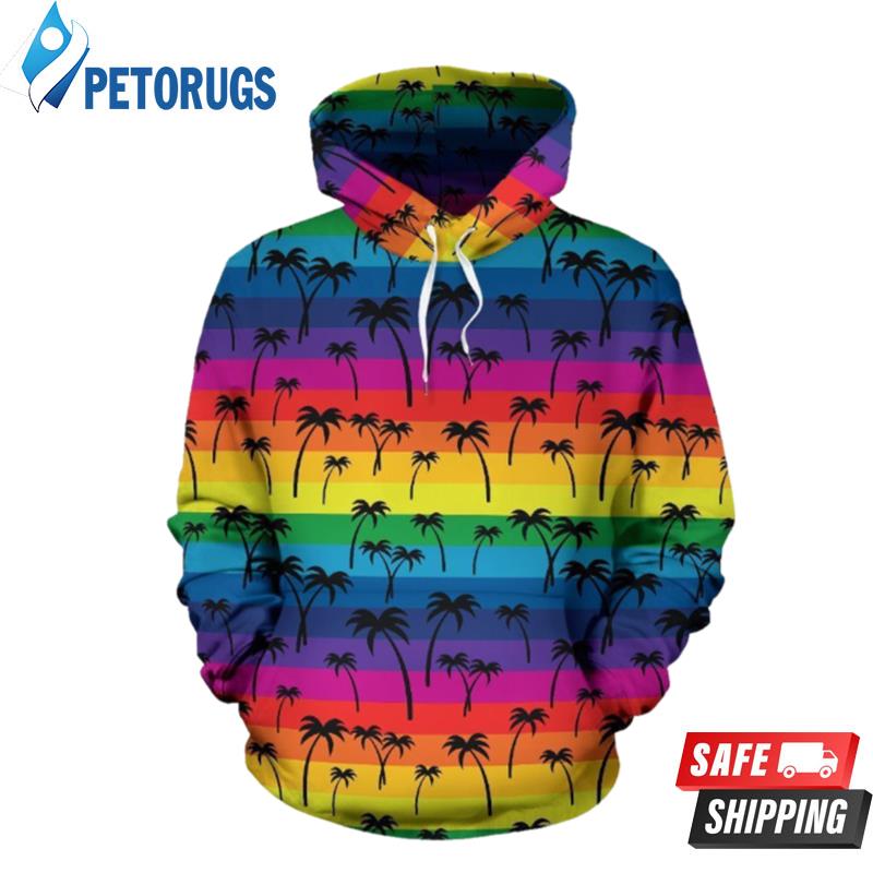 Palm Tree Rainbow Themed 3D Hoodie