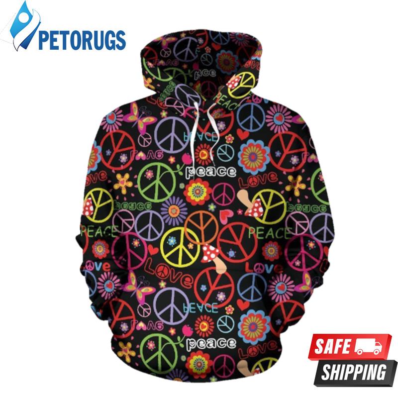 Peace Sign Colorful 3D Hoodie - Peto Rugs