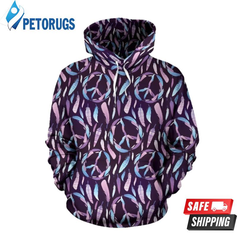 Peace Sign Feather 3D Hoodie - Peto Rugs