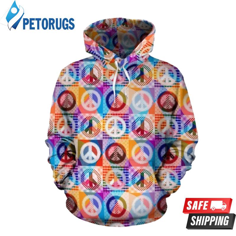Peace Sign Patchwork 3D Hoodie - Peto Rugs