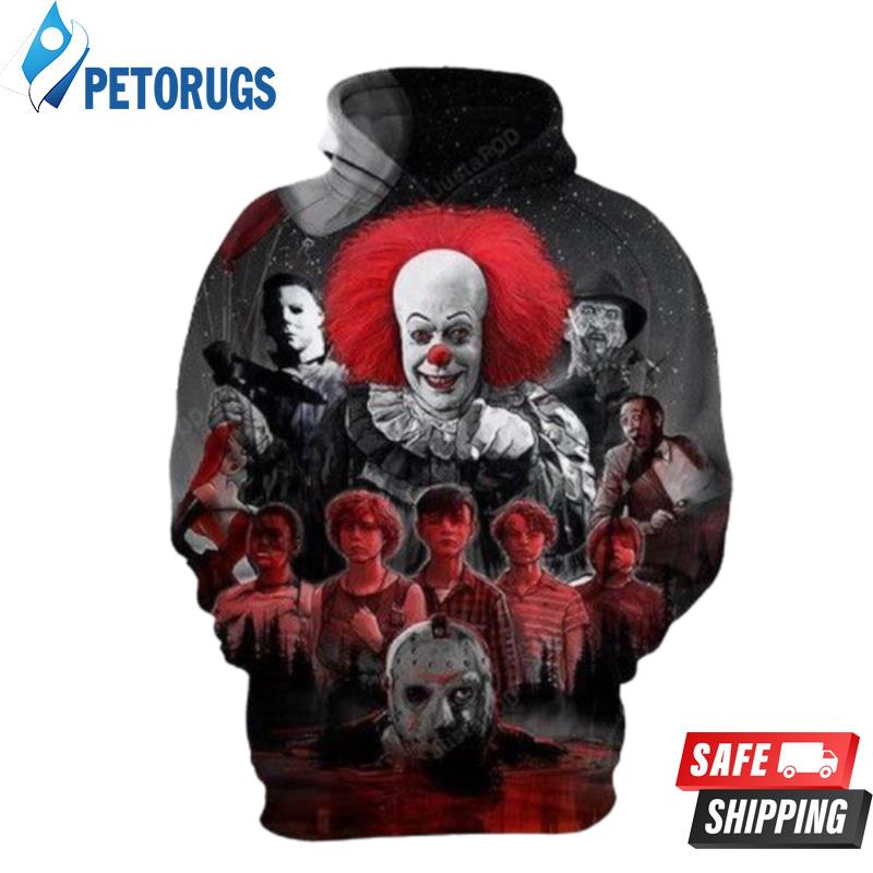 Pennywise Jason Freddy Myers It Horror Movies 3D Hoodie