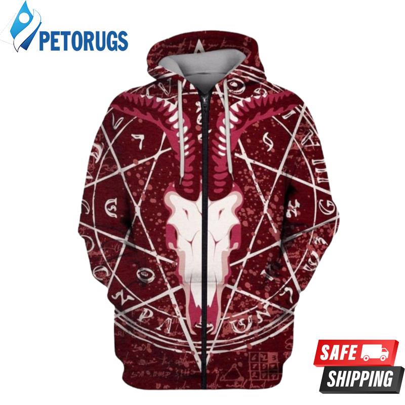 Pentagram With Magical Inscriptions 3D Hoodie