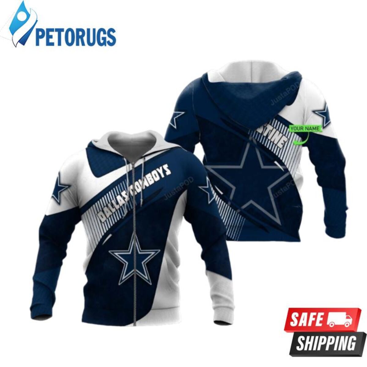 Personalized Dallas Cowboys Lightning Custom Name 3D Hoodie - Peto Rugs