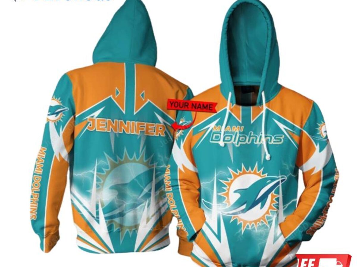 Personalized Miami Dolphins Lightning Custom Name 3D Hoodie