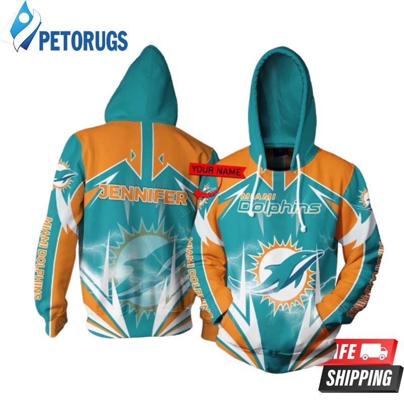 Personalized Miami Dolphins Lightning Custom Name 3D Hoodie