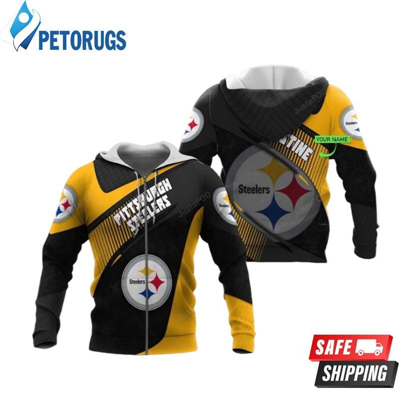 Pittsburgh Steelers Mascot Design Custom Name 3D Hoodie Zip Hoodie