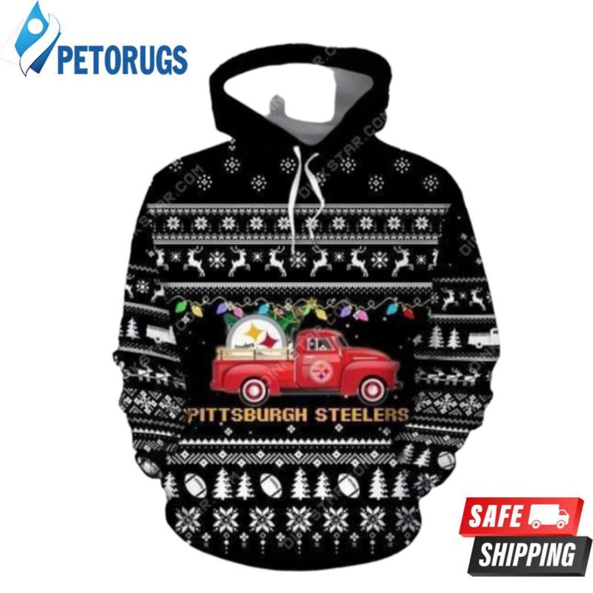 Pittsburgh Steelers Christmas Truck Ugly Christmas 3D Hoodie - Peto Rugs