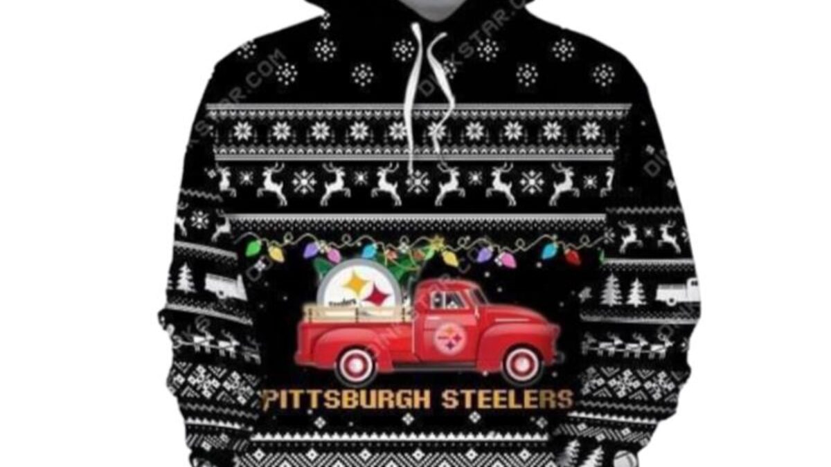 Pittsburgh Steelers Christmas Truck Ugly Christmas 3D Hoodie