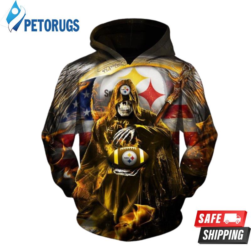 Nfl Pittsburgh Steelers Skull Men And Women 3d Full Printing Hoodie 