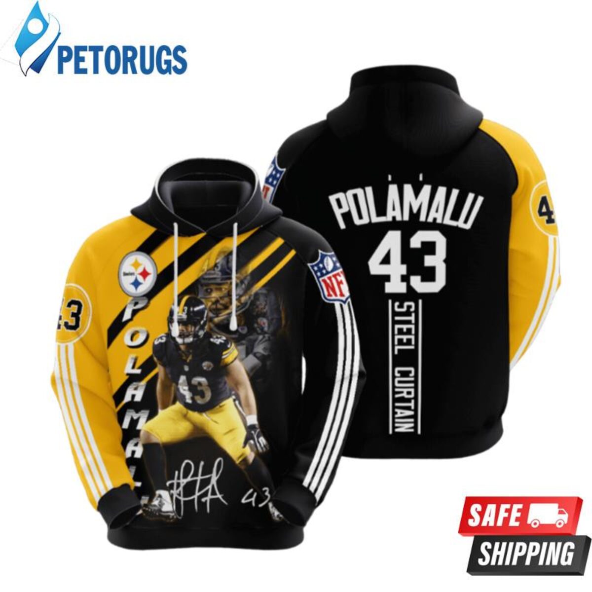 Pittsburgh Steelers Troy Polamalu 3D Hoodie - Peto Rugs