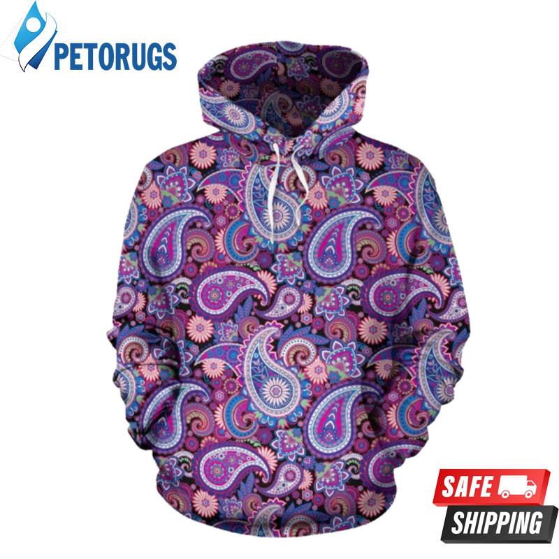 Purple Paisley Pattern 3D Hoodie Peto Rugs