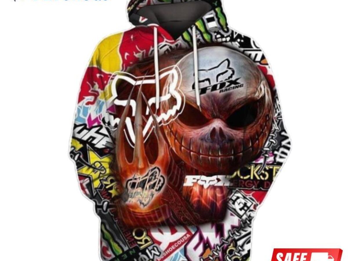 Fox racing skull store hoodie