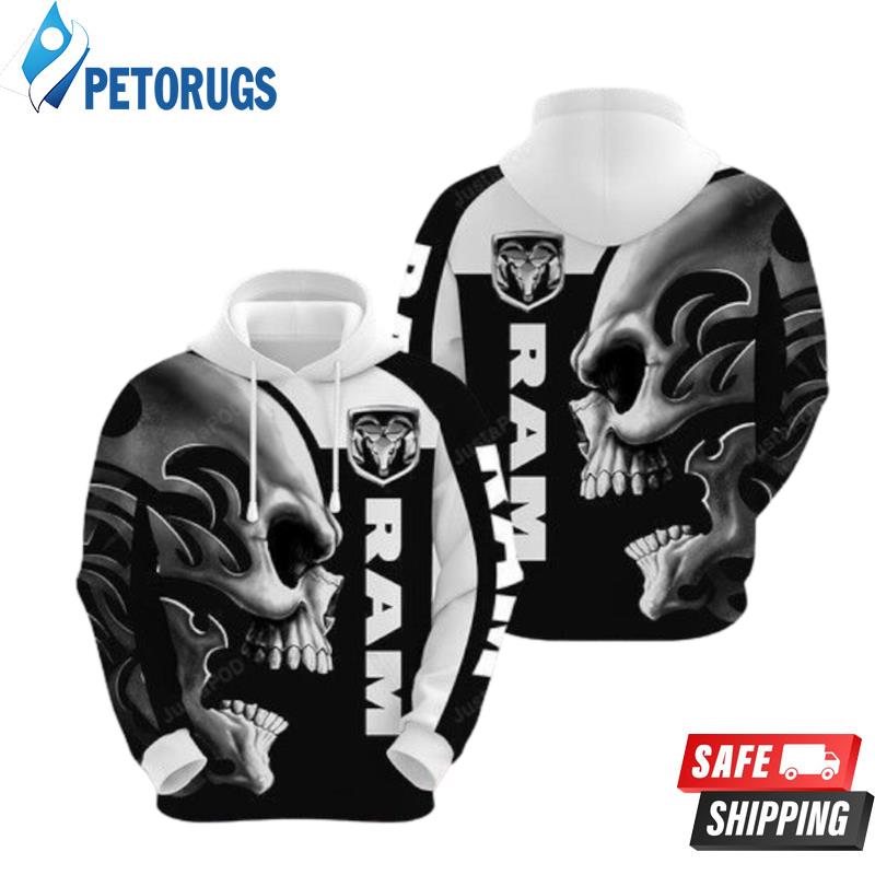 Ram Trucks Skull Black White Ram Trucks Ram Trucks 3D Hoodie