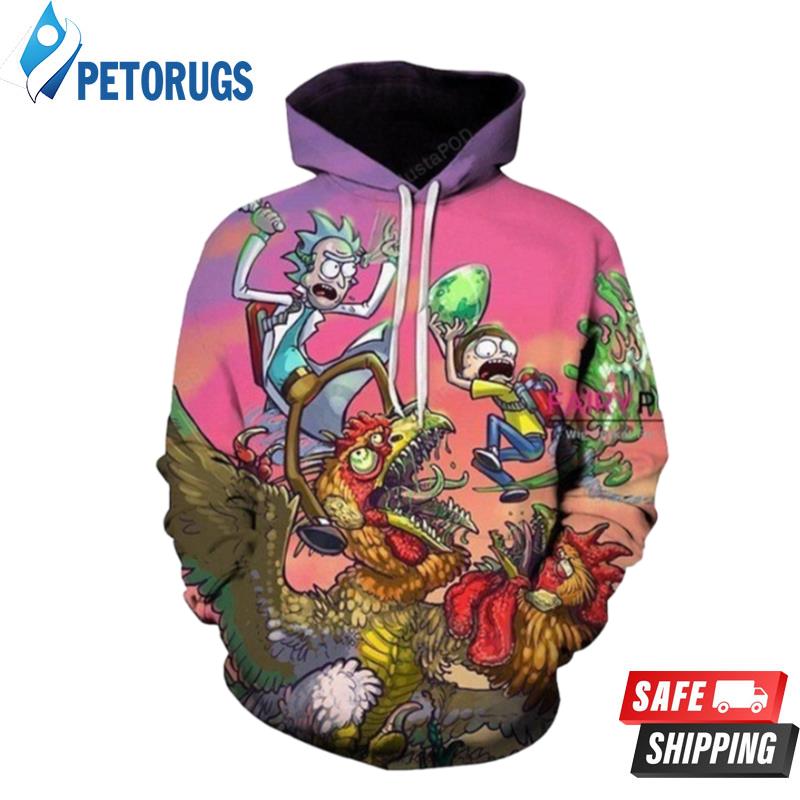 Rick And Morty Pink 3D Hoodie